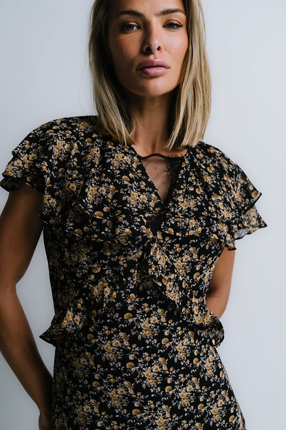 James Ruffle Maxi Dress in Black - FINAL SALE