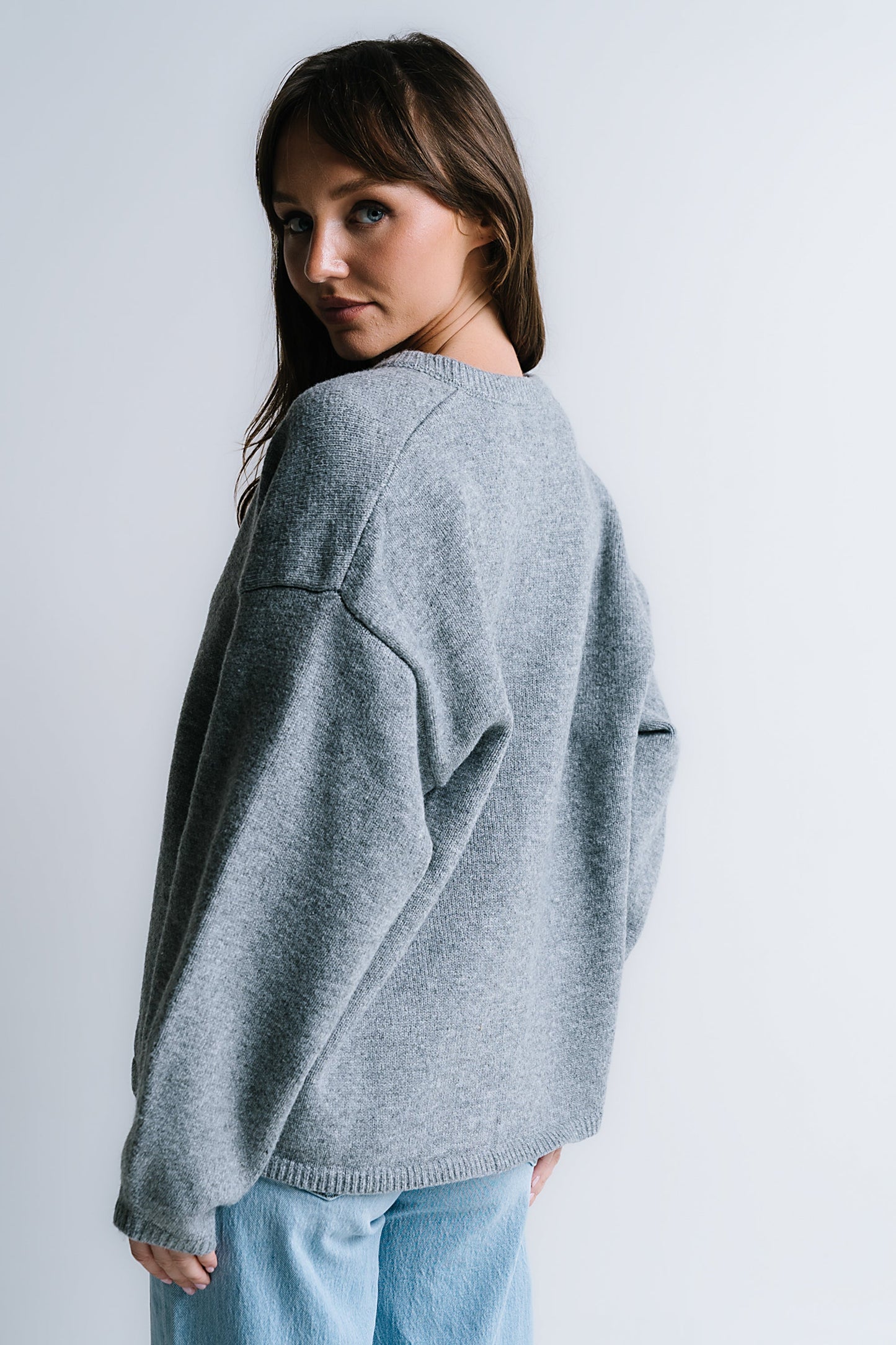 Kaia Knit Cardigan in Heather Grey