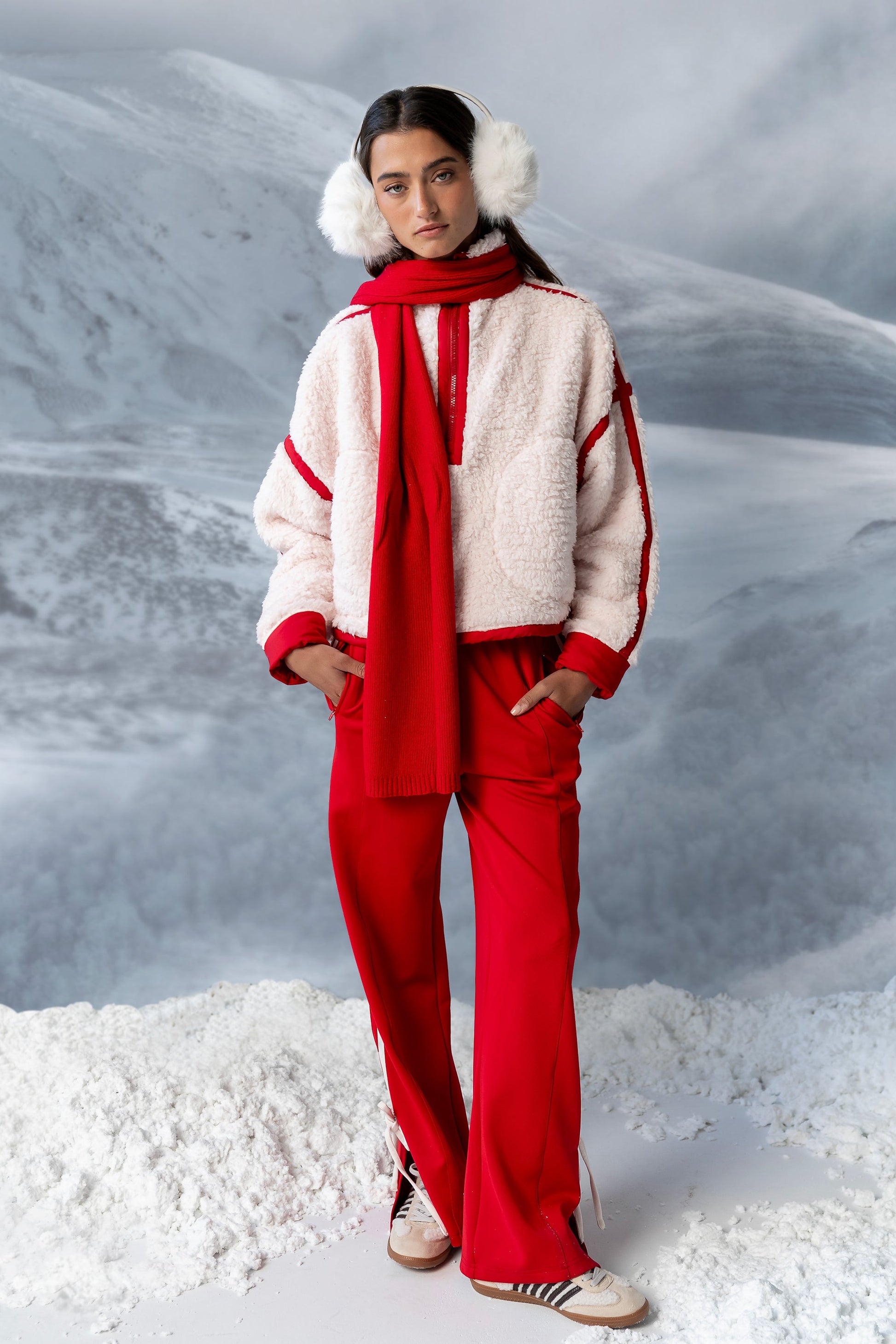 Lenny Sherpa Half Zip in Pink