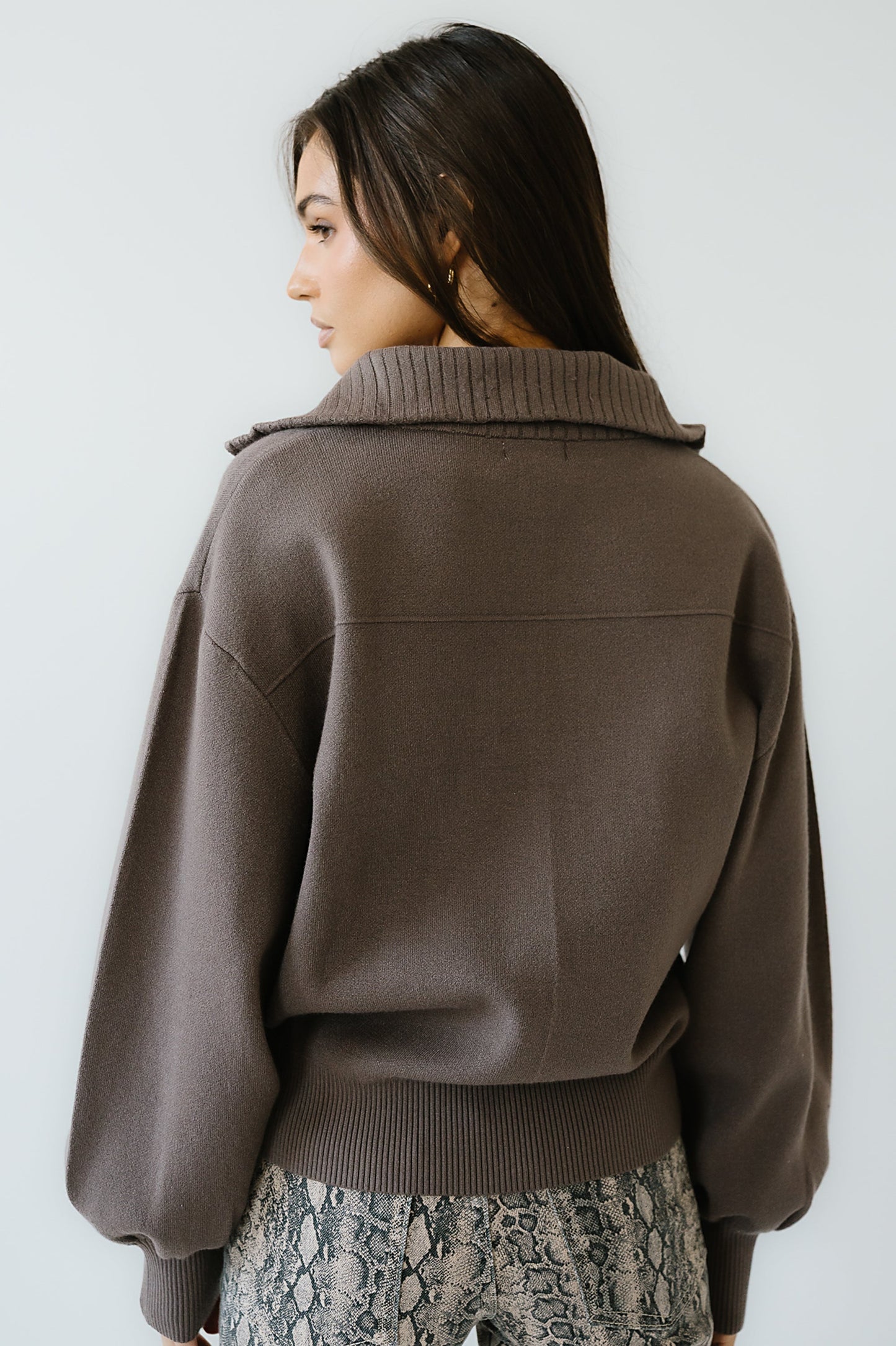 Markus Knit Bomber Jacket in Mocha - FINAL SALE