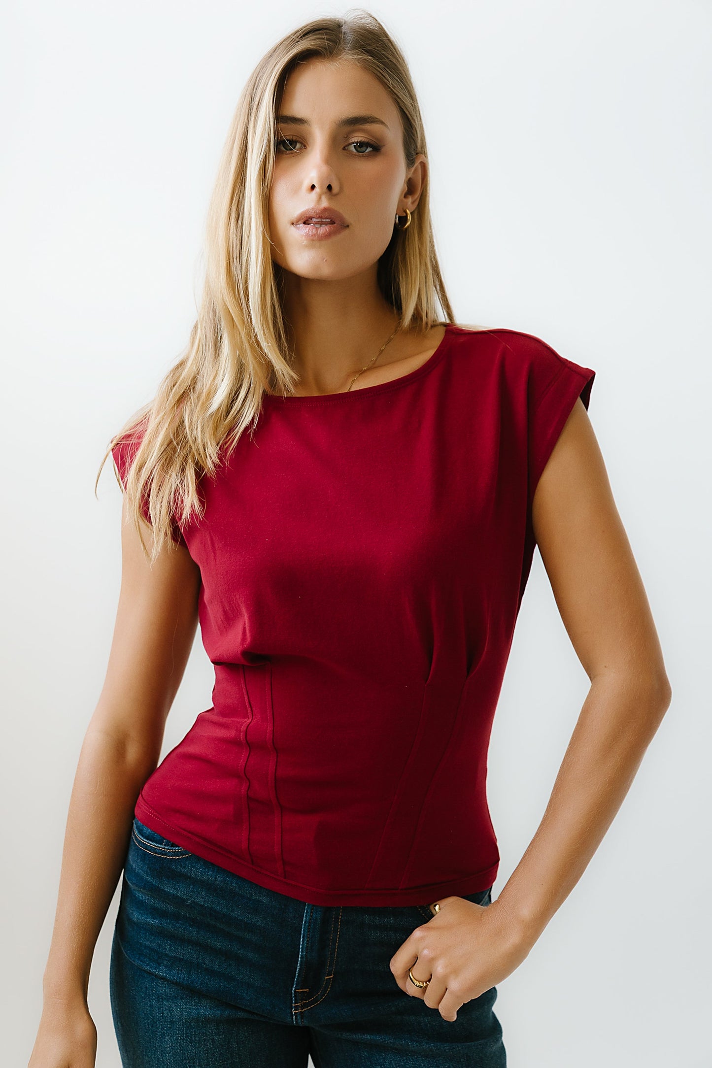 Tam Pleated Top in Red