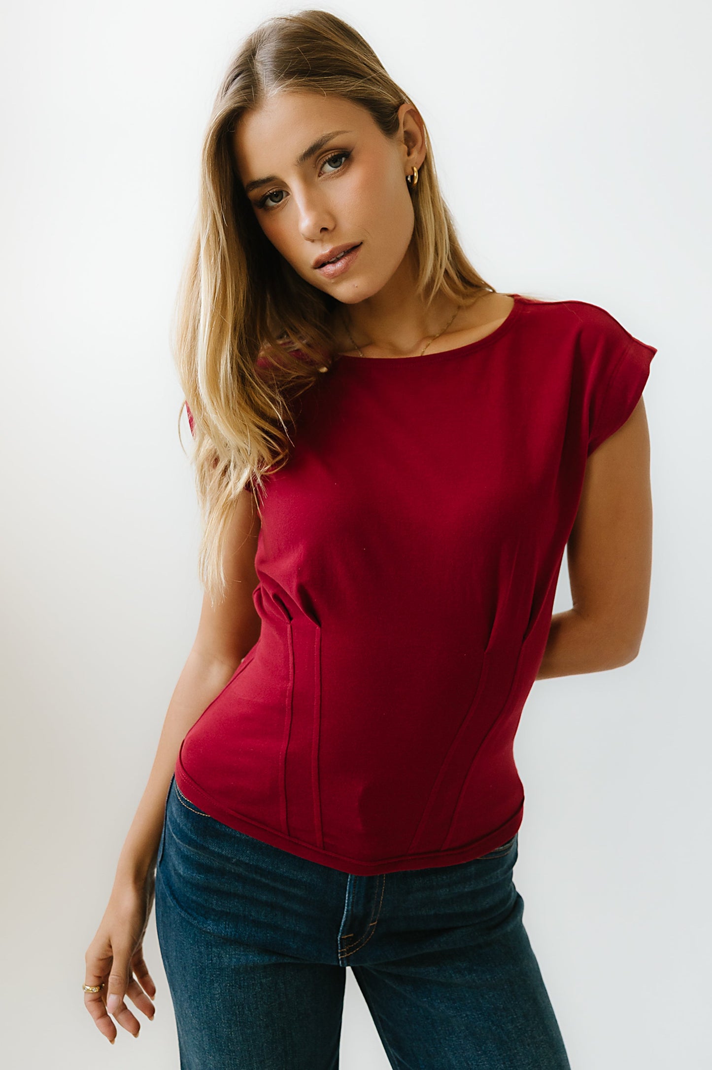 Tam Pleated Top in Red
