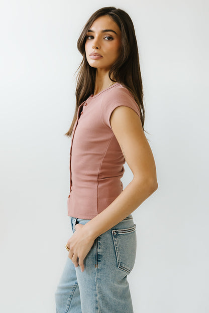 Vestia Button Up Tee in Marsala