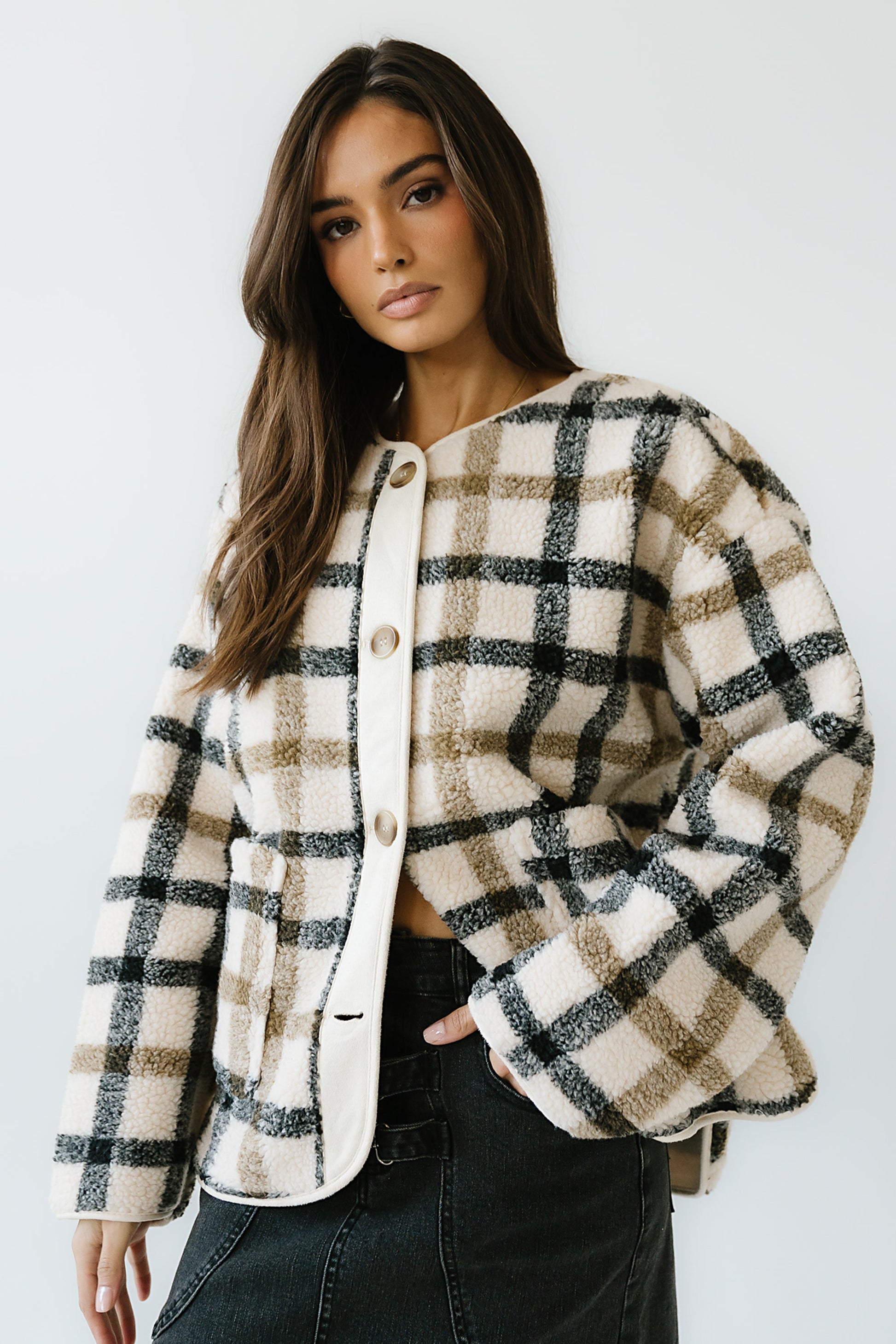 Jasper Gingham Sherpa Jacket - FINAL SALE