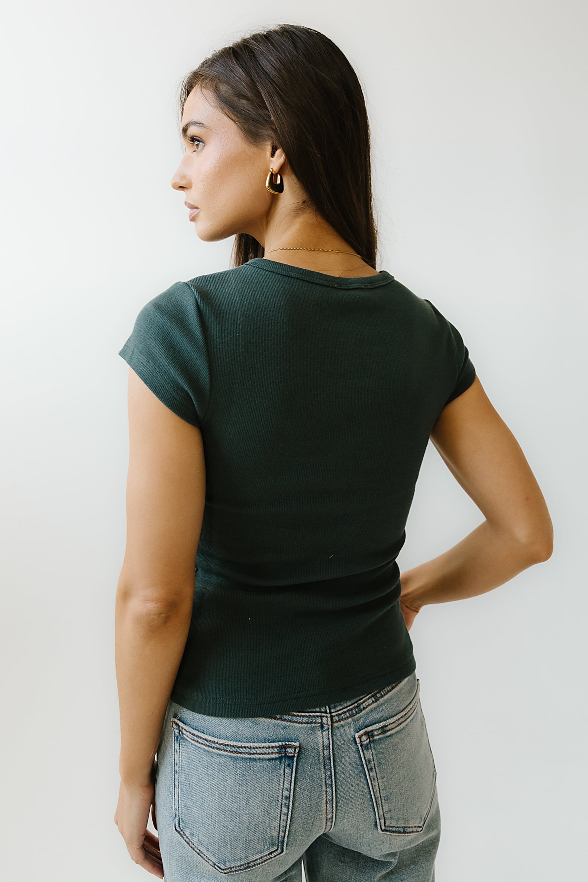 Vestia Button Up Tee in Teal - FINAL SALE