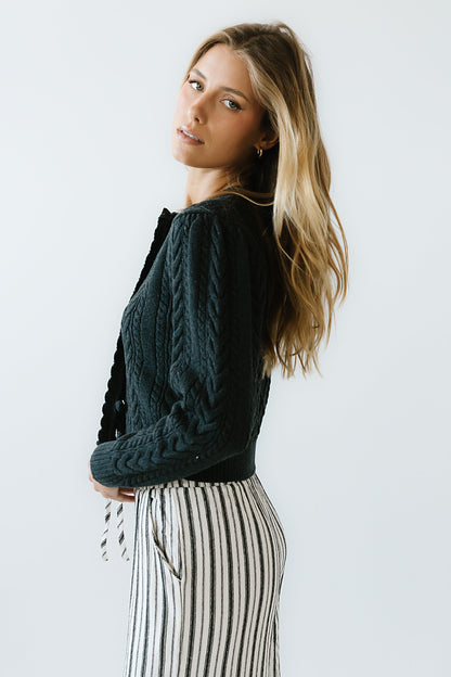 France Knit Cardigan in Charcoal