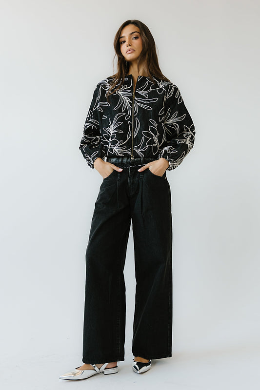 Sidney Embroidered Jacket in Faded Black