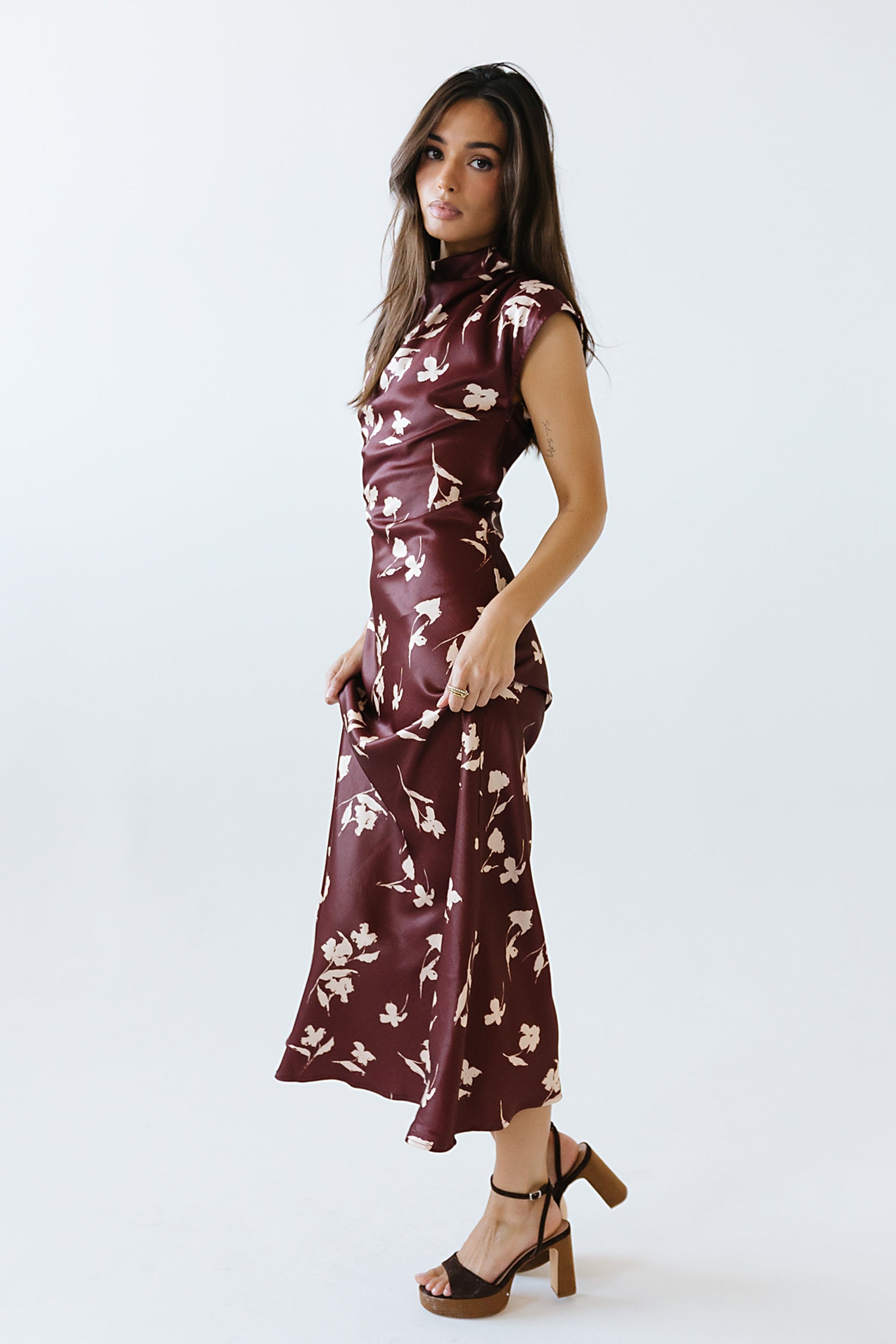 Carson Floral Maxi Dress in Red-Brown - FINAL SALE