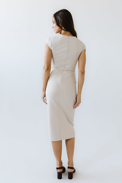 Ivy Fitted Midi Dress in Bone