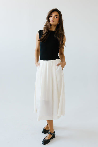 Tristan Mixed Media Midi Dress in Ivory - FINAL SALE