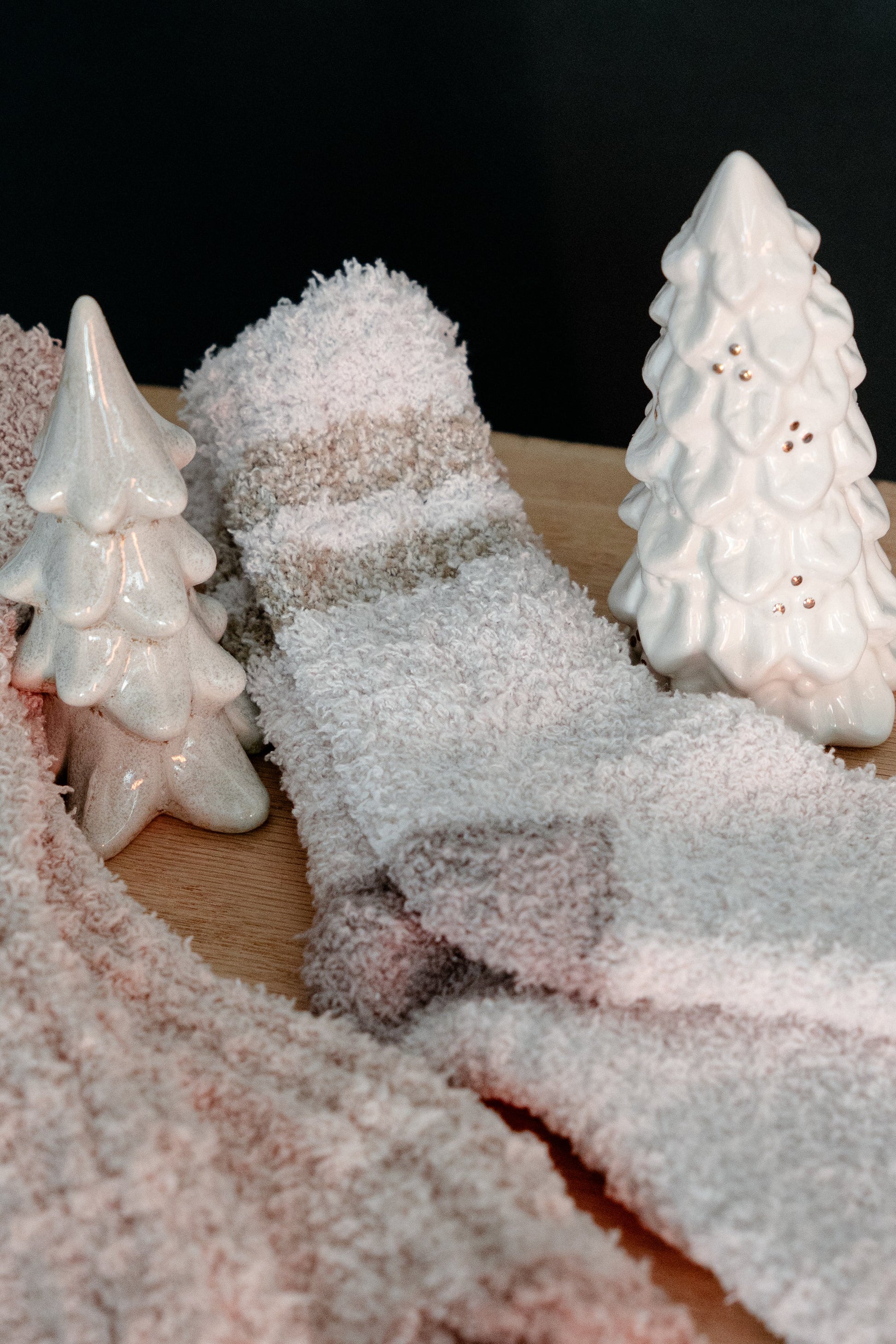 Fuzzy Striped Socks in Ivory - FINAL SALE