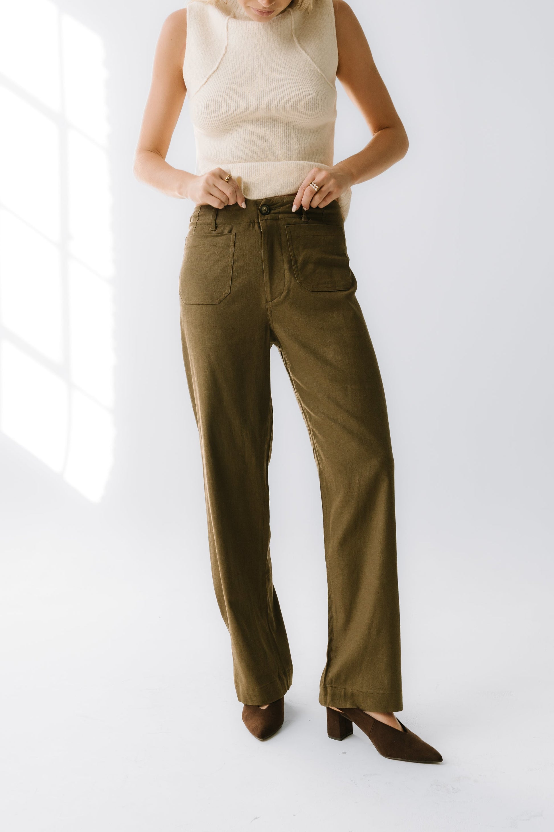 Lander Wide Leg Pants in Olive