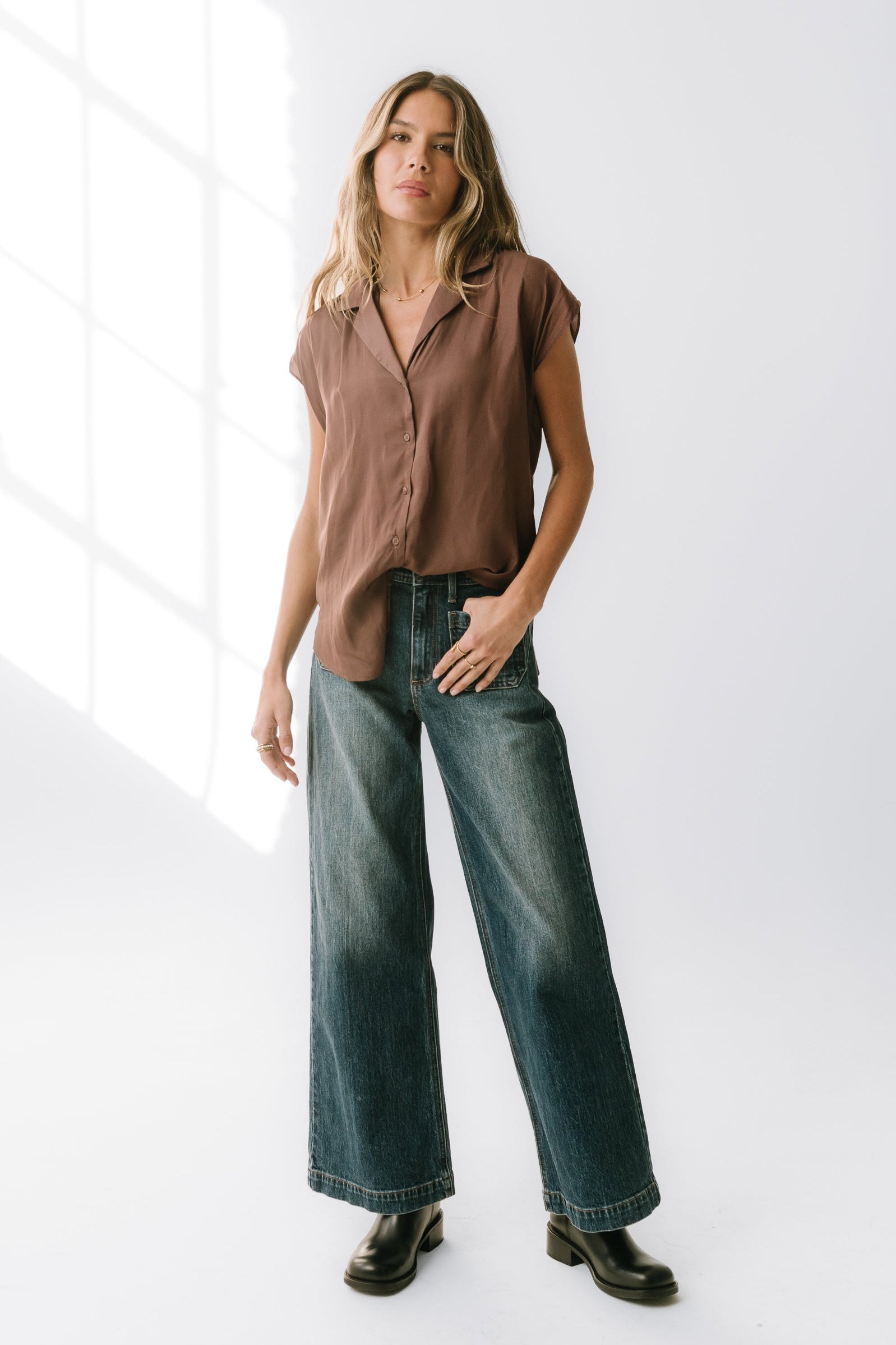 Poppy Collared Blouse in Red-Brown - FINAL SALE
