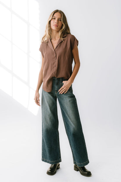 Poppy Collared Blouse in Red-Brown - FINAL SALE