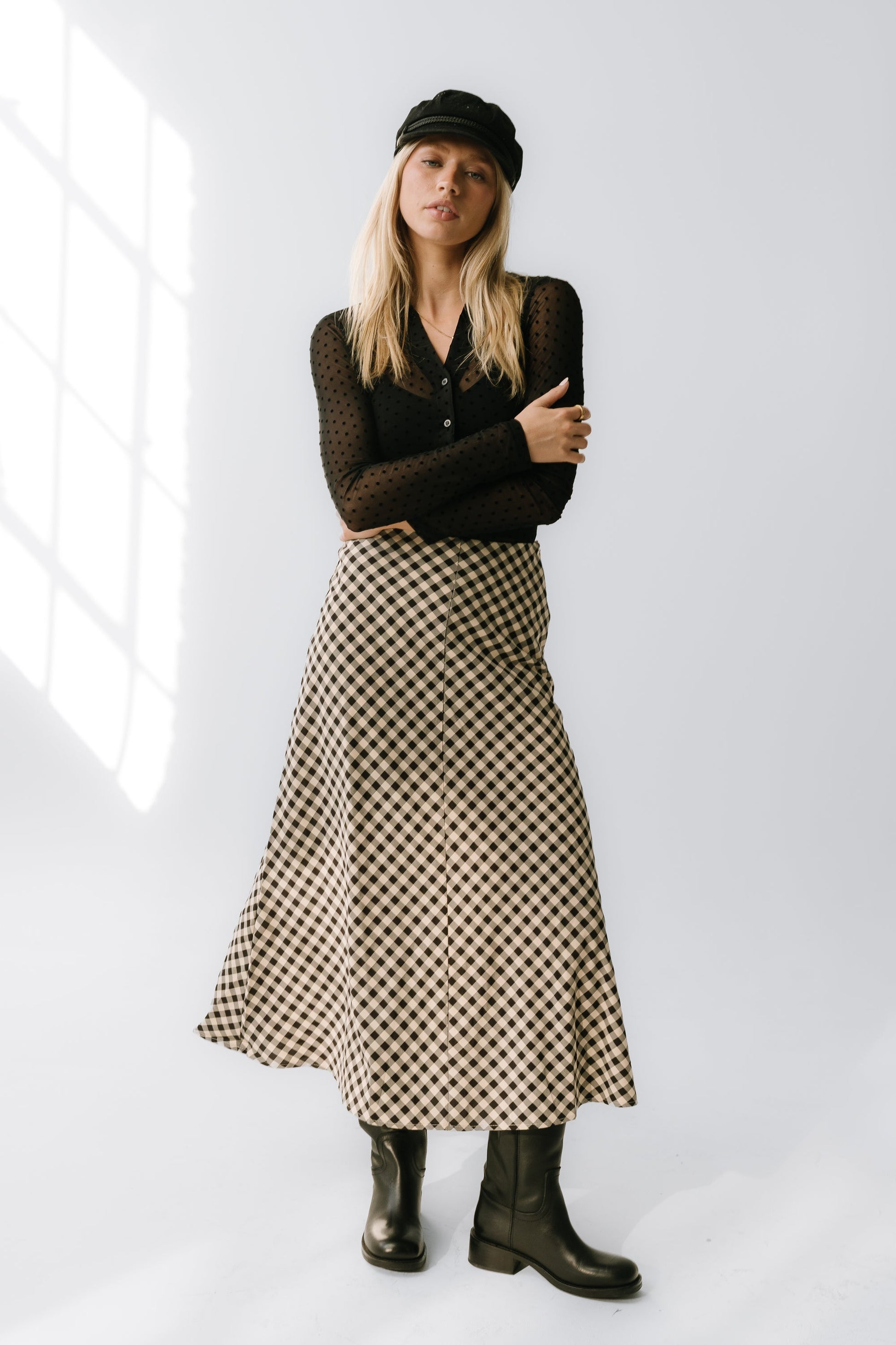 Posie Gingham Skirt in Black - FINAL SALE