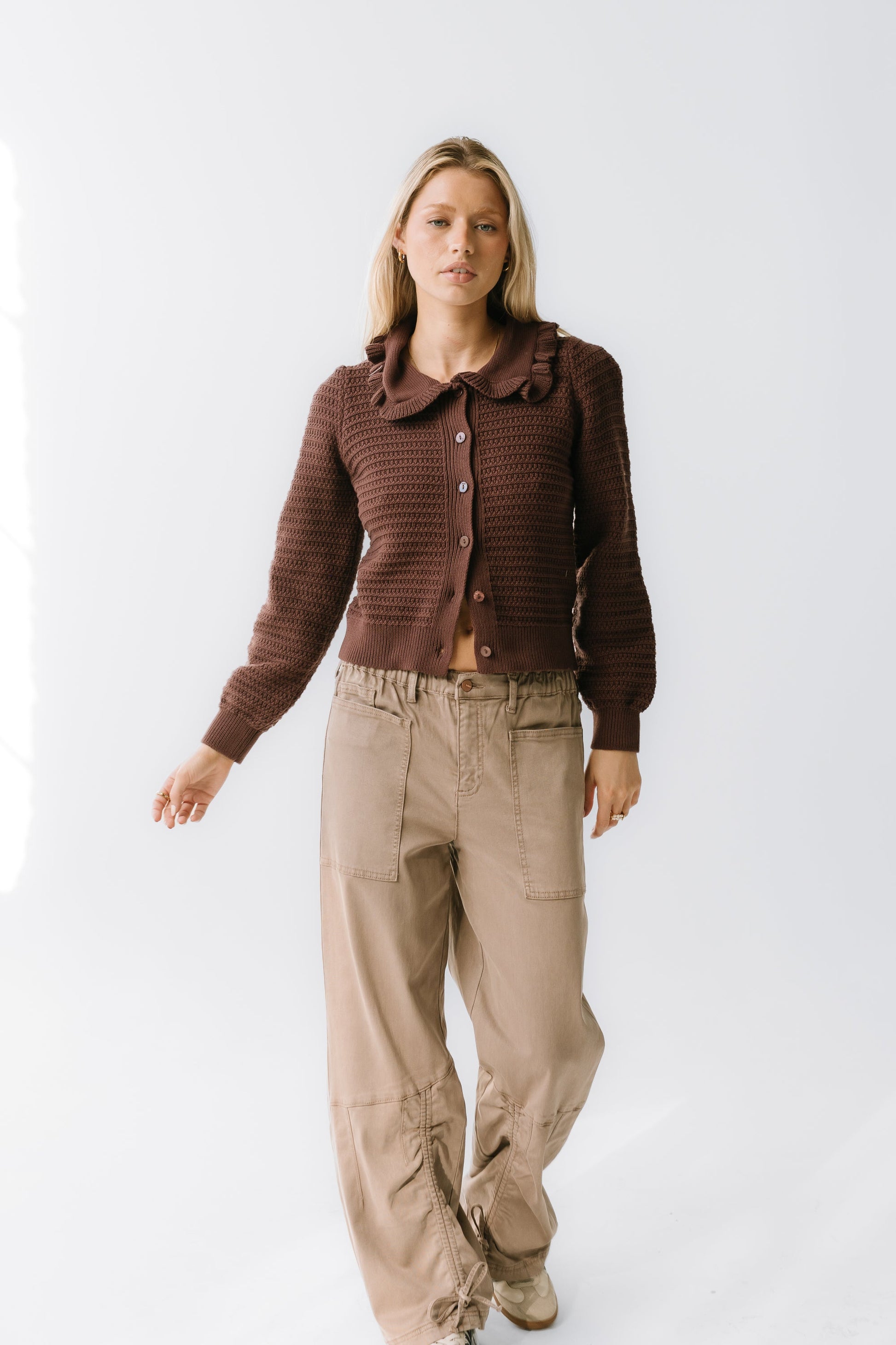 Maureen Collared Cardigan in Brown - FINAL SALE