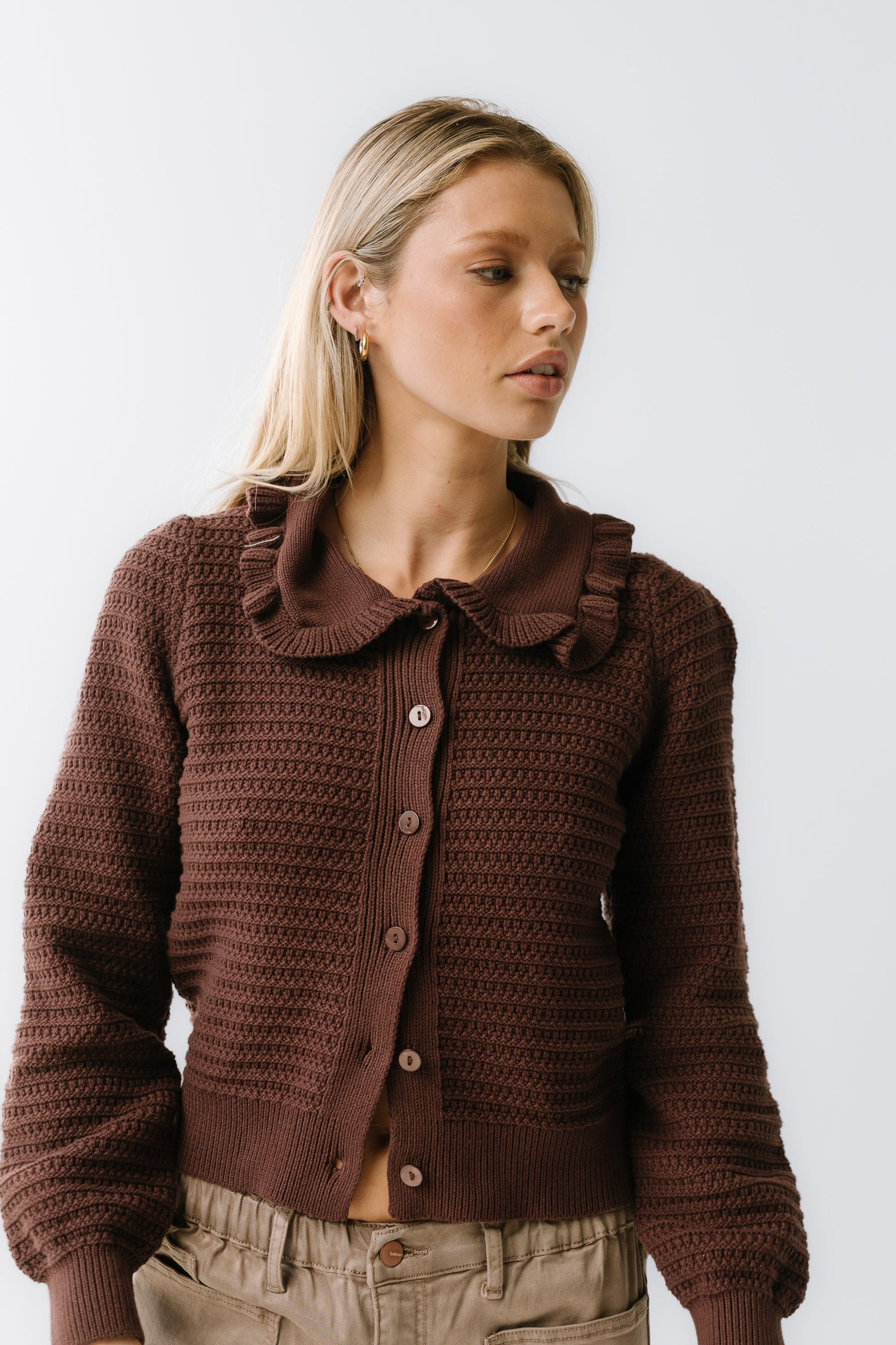 Maureen Collared Cardigan in Brown - FINAL SALE