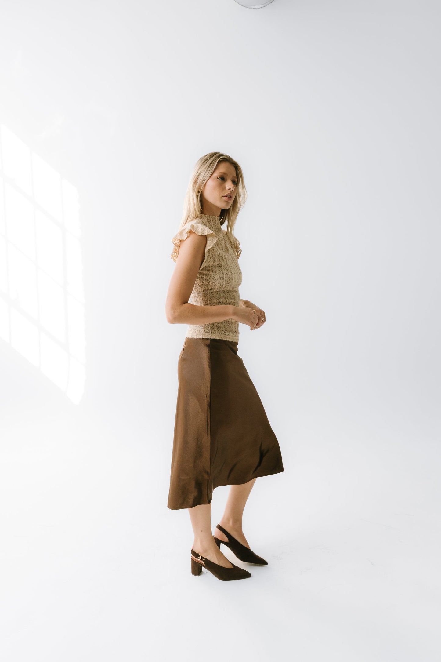 Lue Sheer Top in Taupe