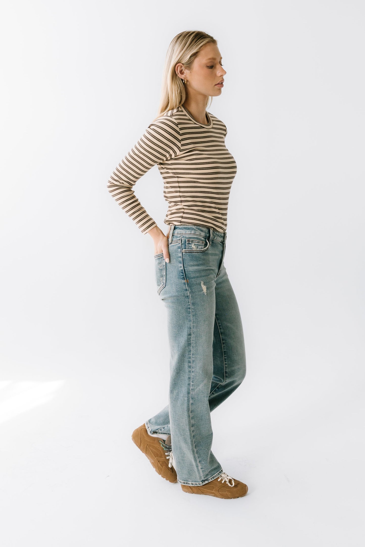 Makayla Shirt in Striped Brown - FINAL SALE