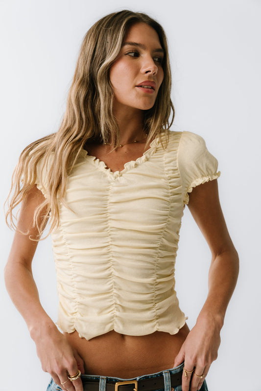 Regan Ruched Top in Yellow