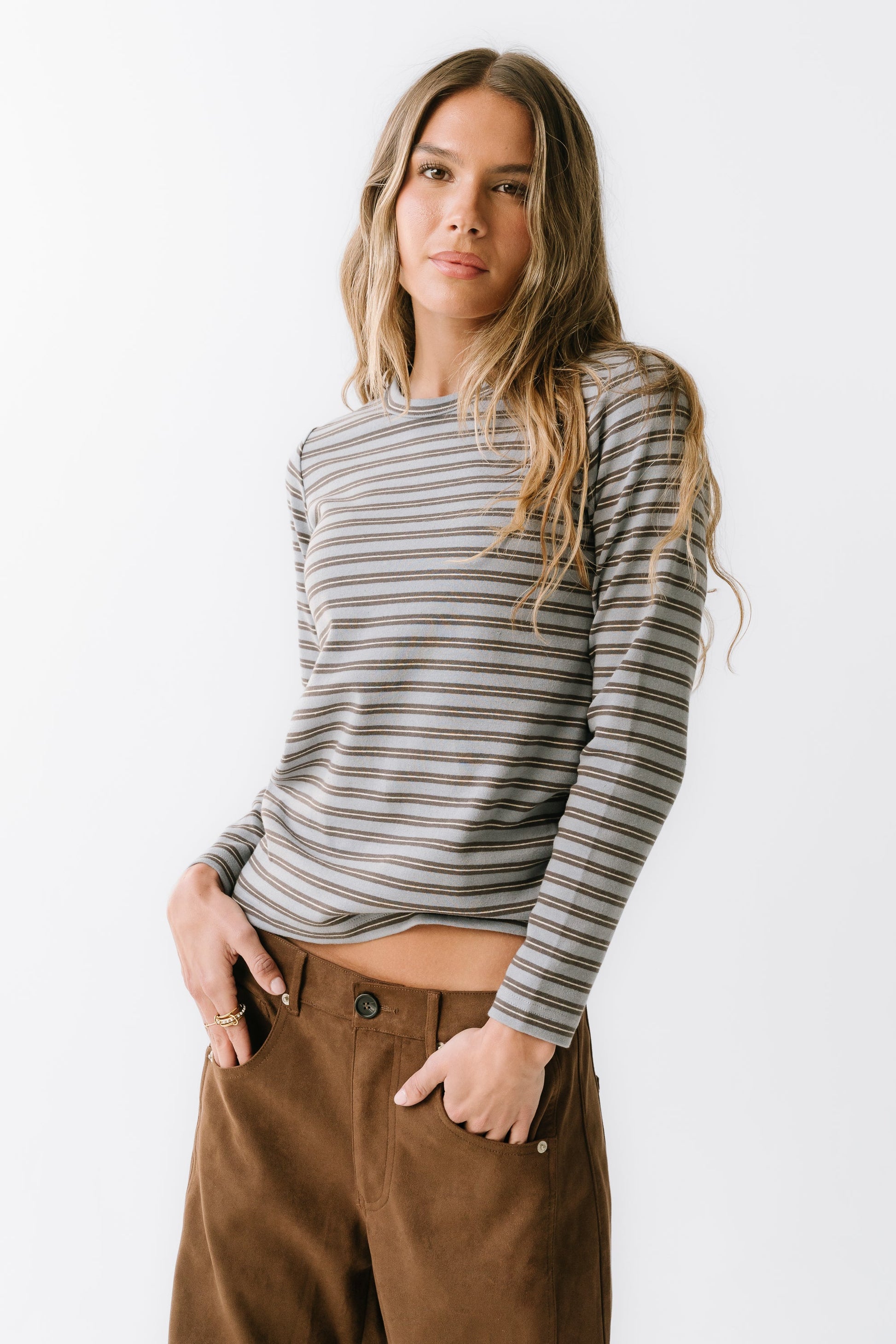 Makayla Shirt in Striped Blue - FINAL SALE