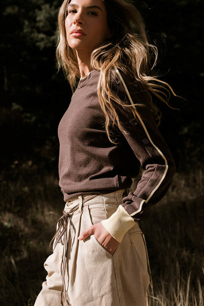 Rustin Contrast Sweater in Brown - FINAL SALE