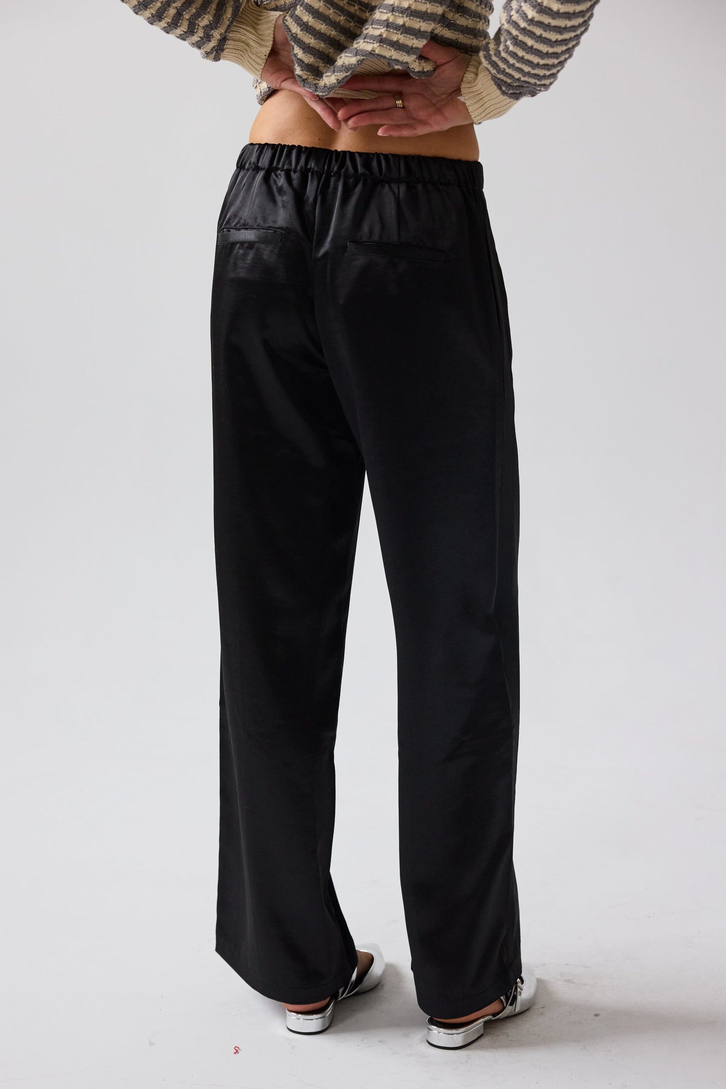 Gemma Satin Wide Leg Pants in Black