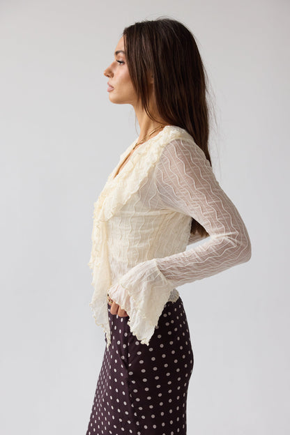Joy Ruffle Top in Ivory