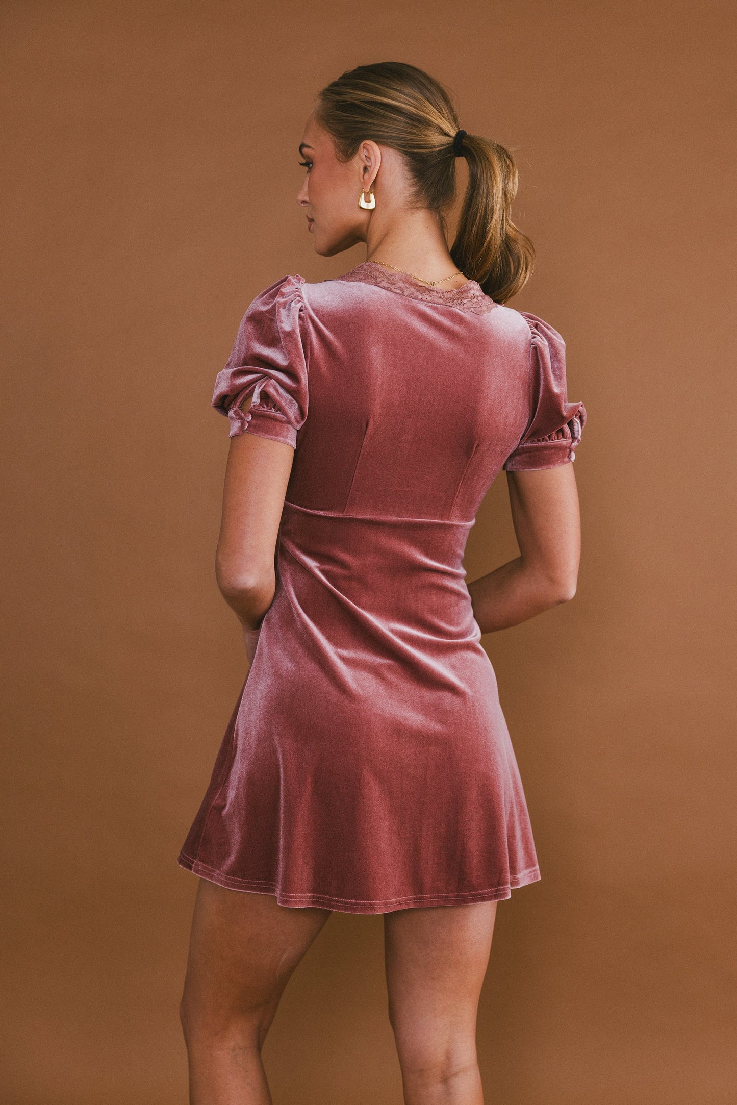 Roxanna Velvet Mini Dress in Mauve - FINAL SALE
