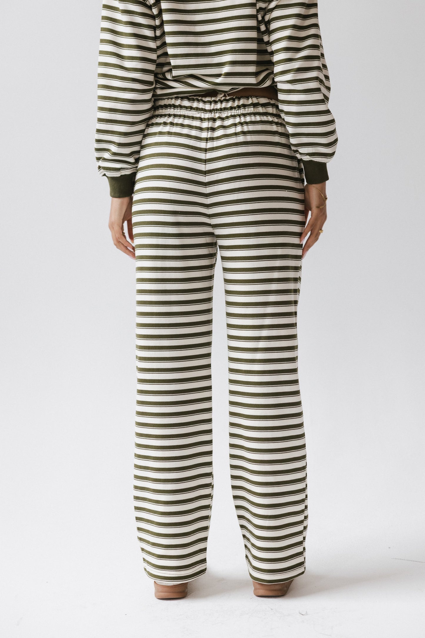 Taya Striped Wide Leg Pants in Olive - FINAL SALE