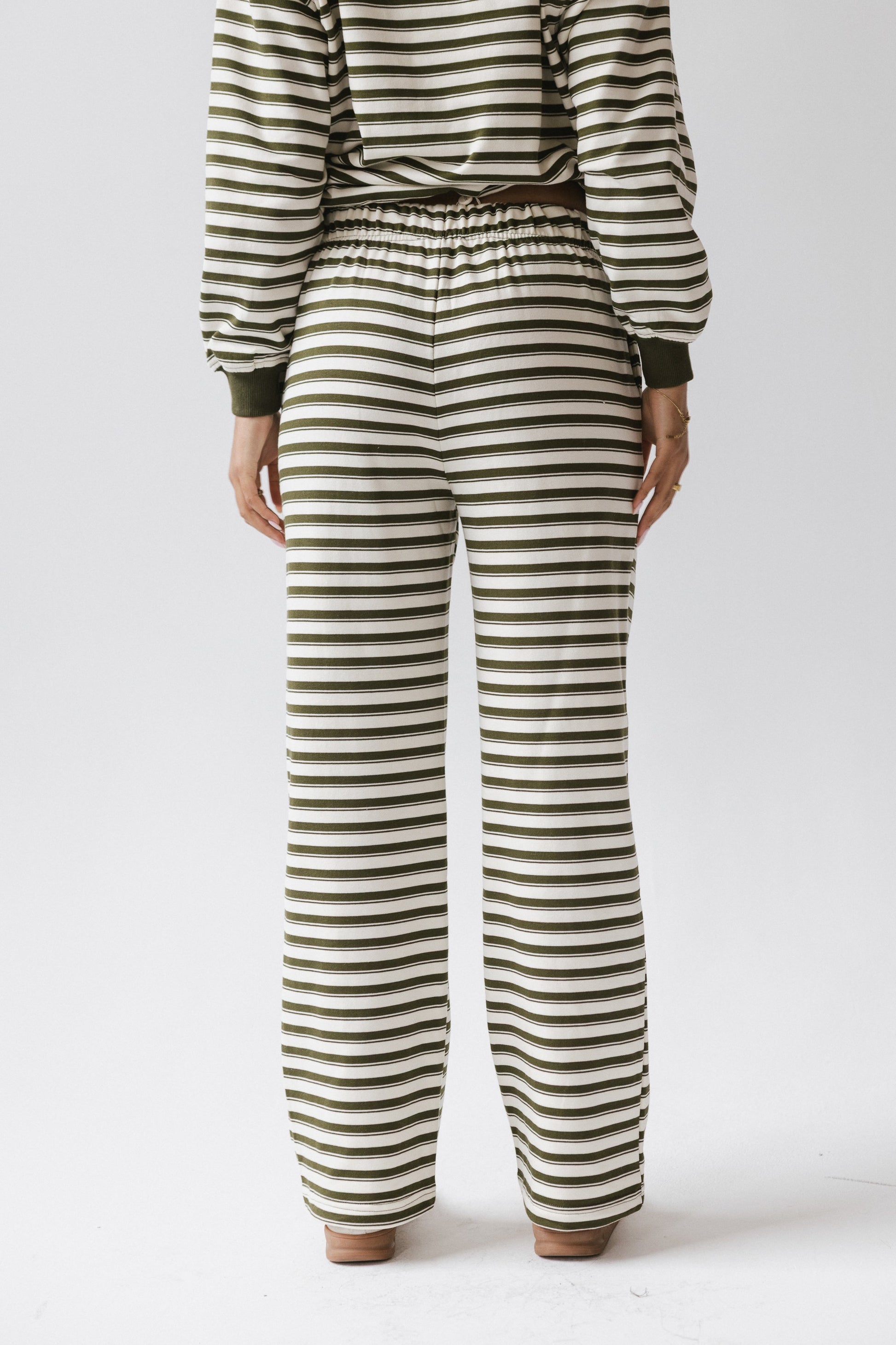 Taya Striped Wide Leg Pants in Olive - FINAL SALE