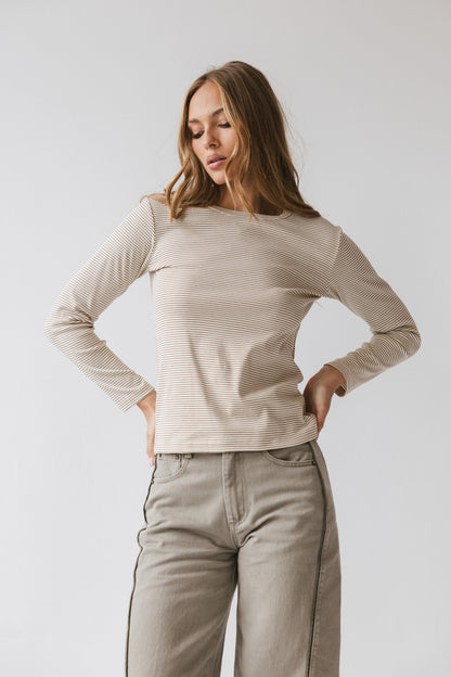 Makayla Shirt in Striped Mocha - FINAL SALE