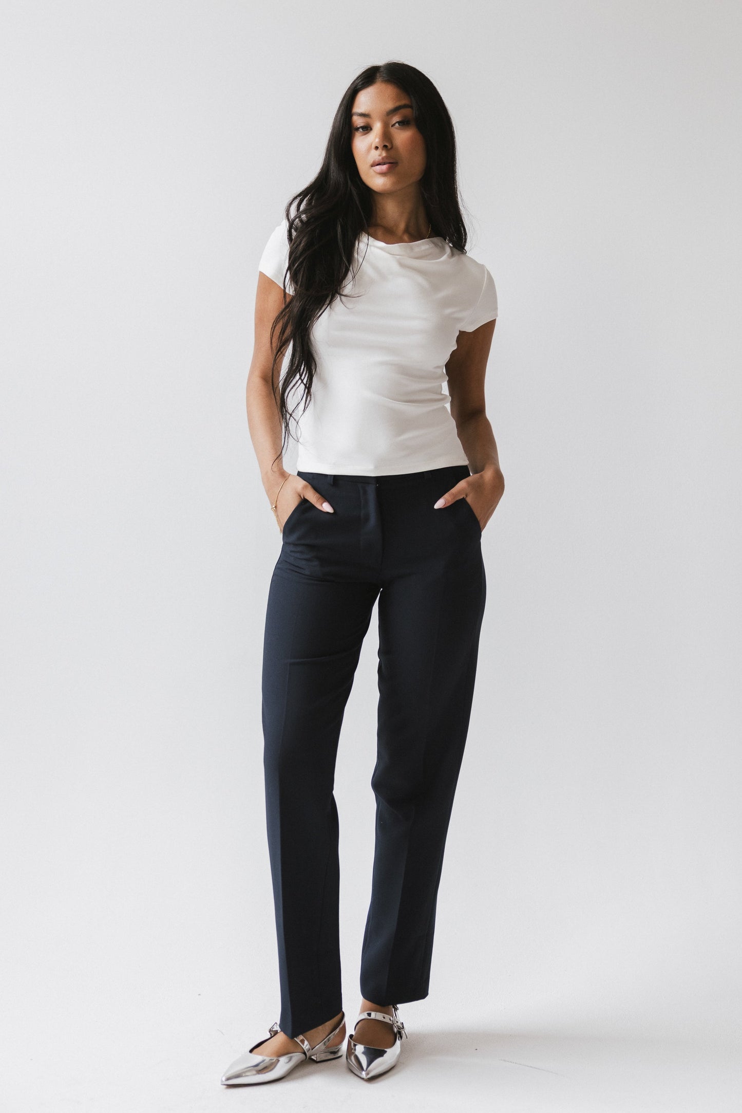 Paula Cowl Neck Top in White