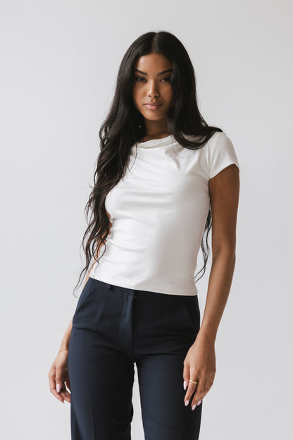 Paula Cowl Neck Top in White