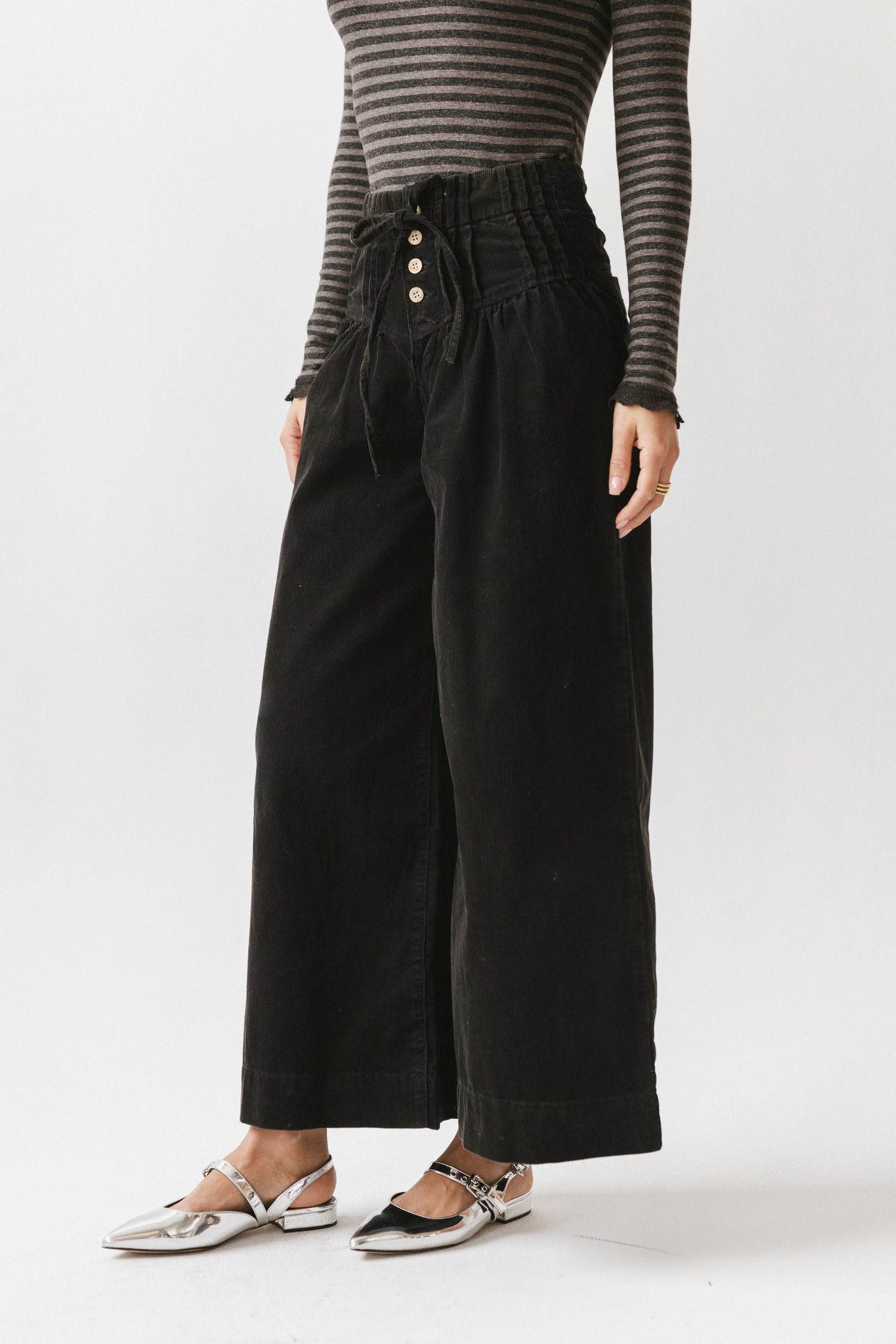 Barkley Corduroy Wide Leg Pants in Charcoal - FINAL SALE