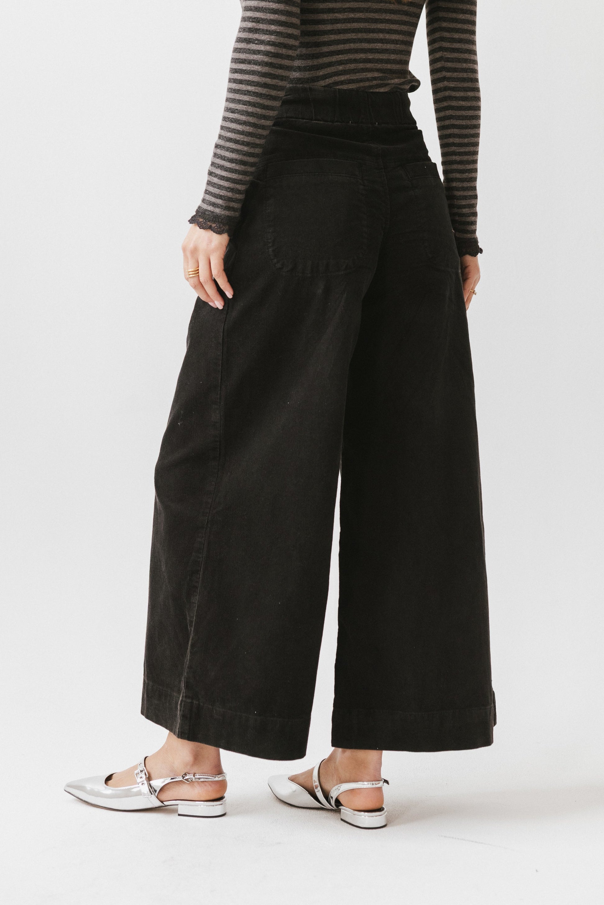 Barkley Corduroy Wide Leg Pants in Charcoal - FINAL SALE
