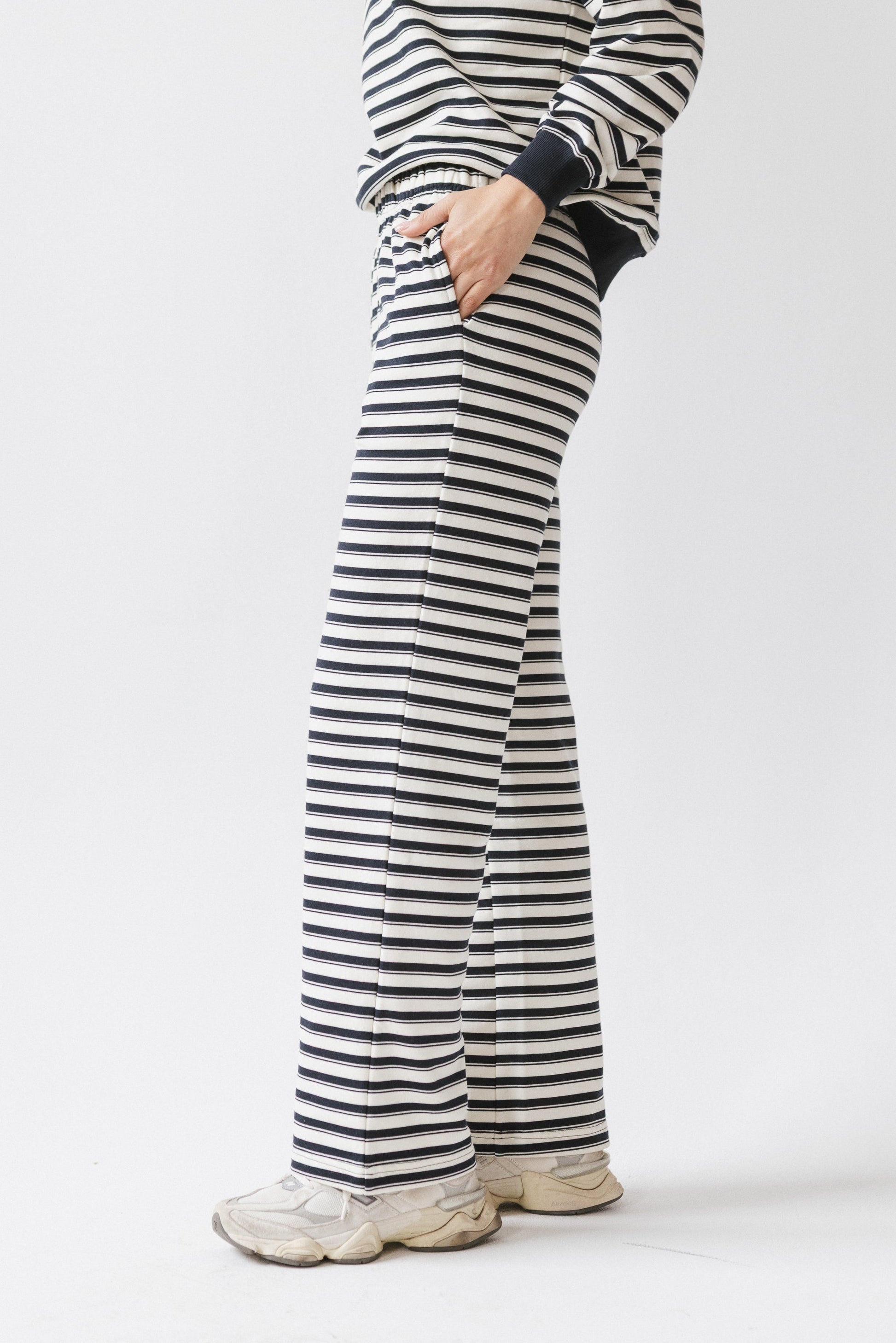 Taya Striped Wide Leg Pants in Navy - FINAL SALE