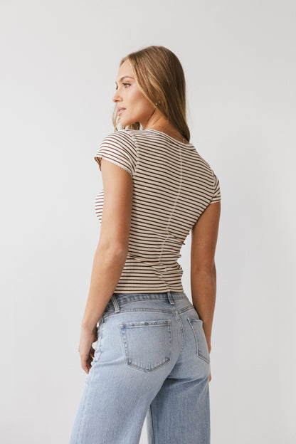 Trisha Striped Top in Brown
