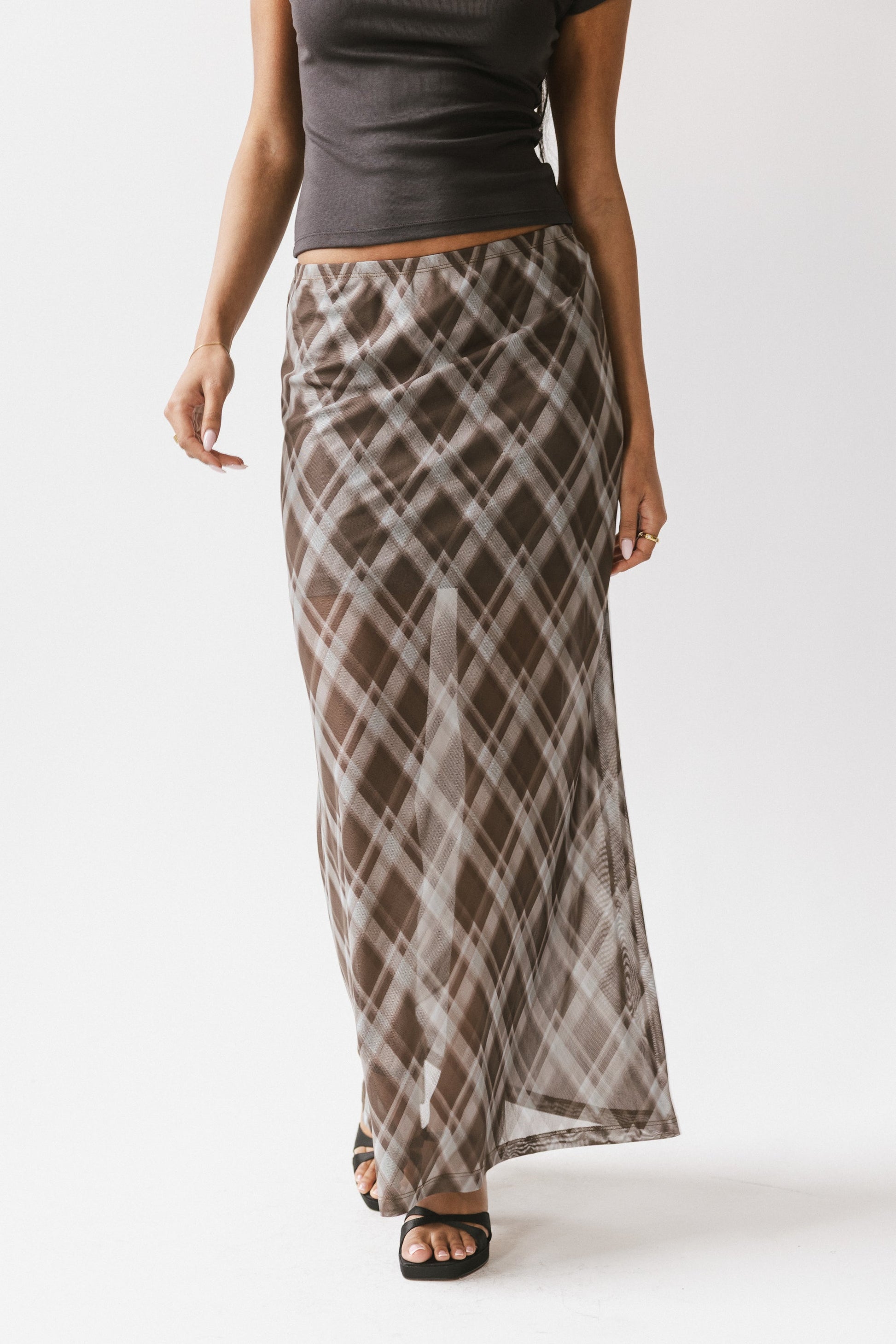 Cecily Plaid Midi Skirt