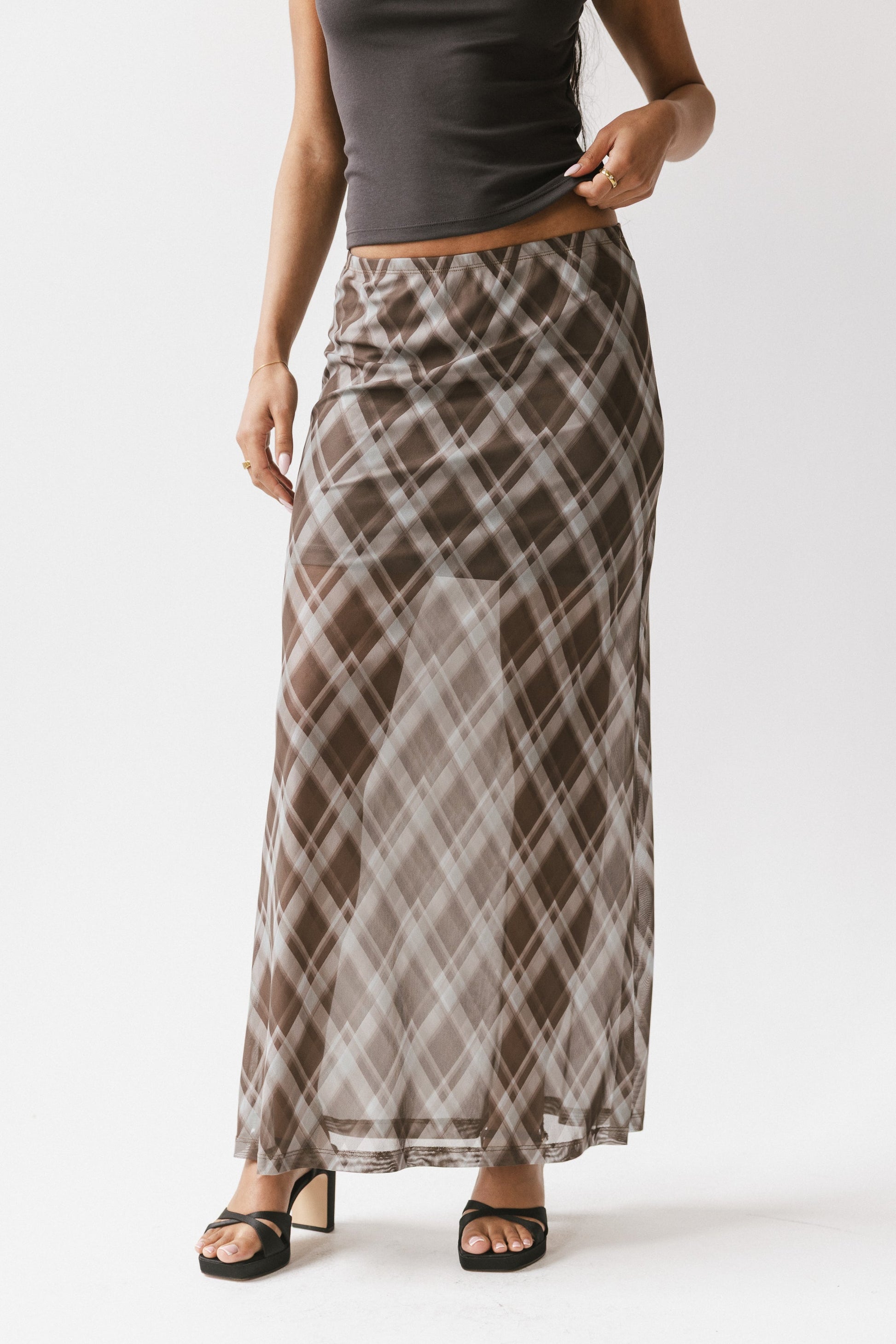 Cecily Plaid Midi Skirt