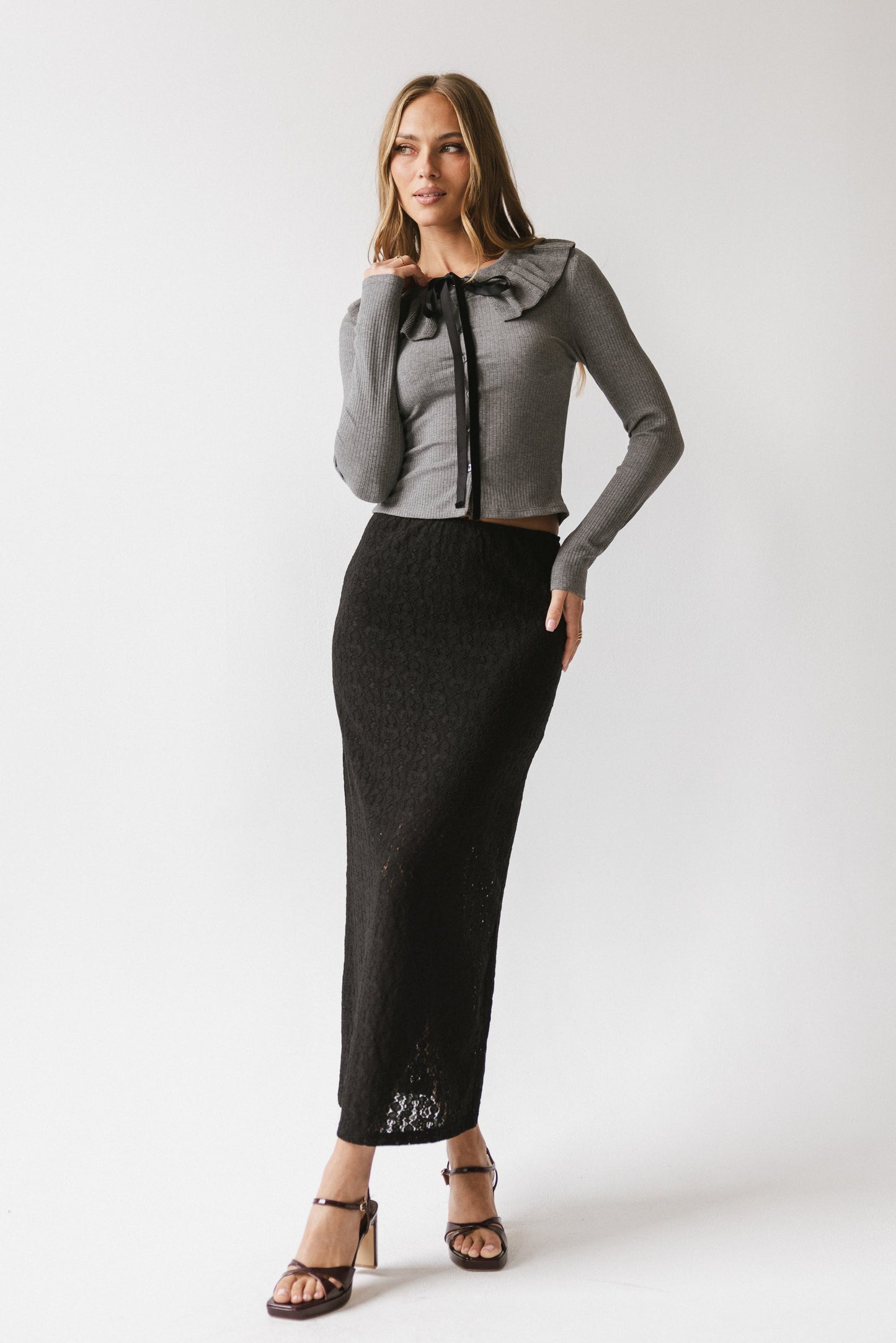 Gen Collared Top in Grey