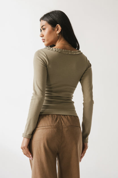 Mattie Ruffle Top in Olive