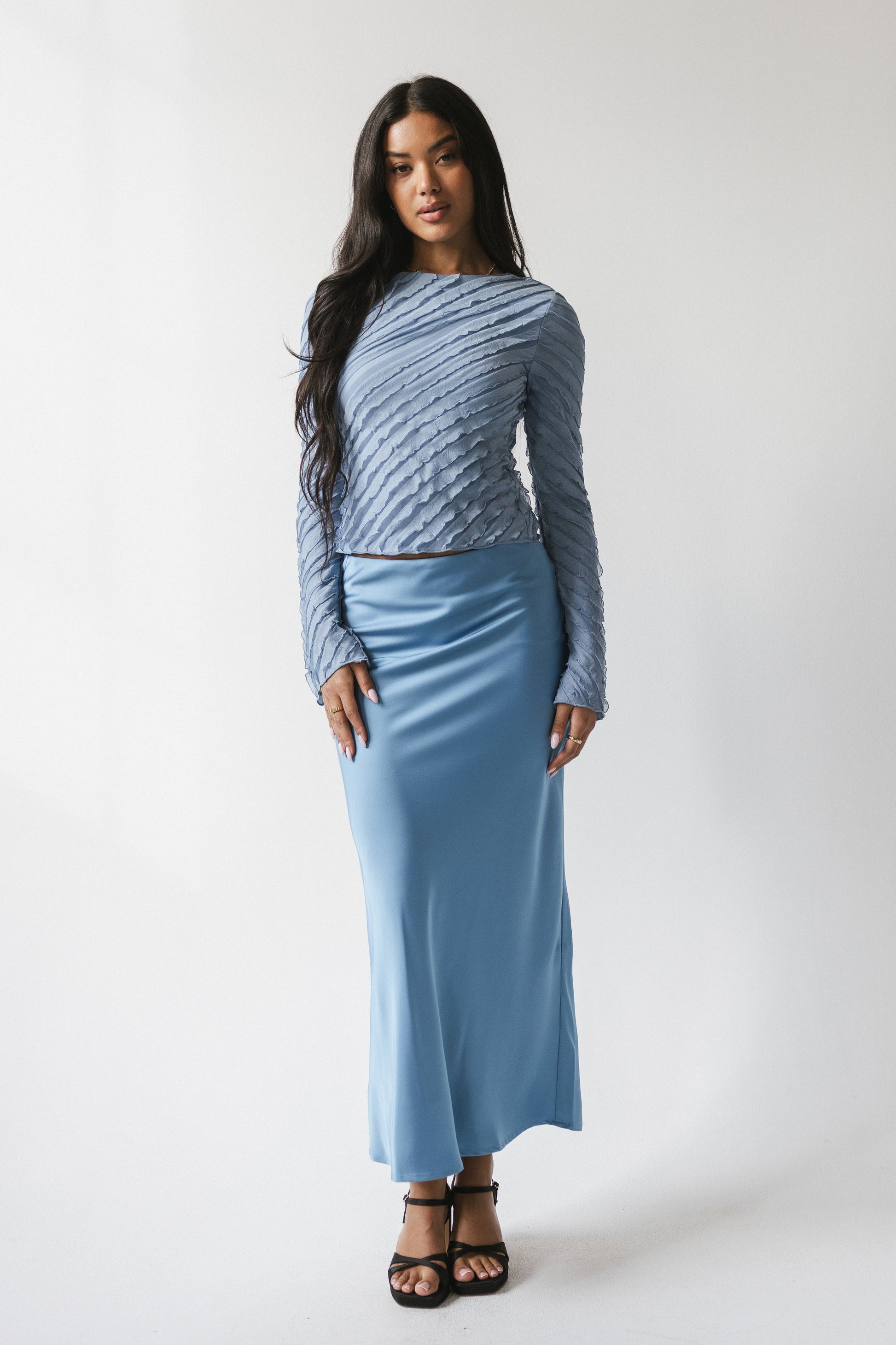 Brianna Ruffle Top in Blue