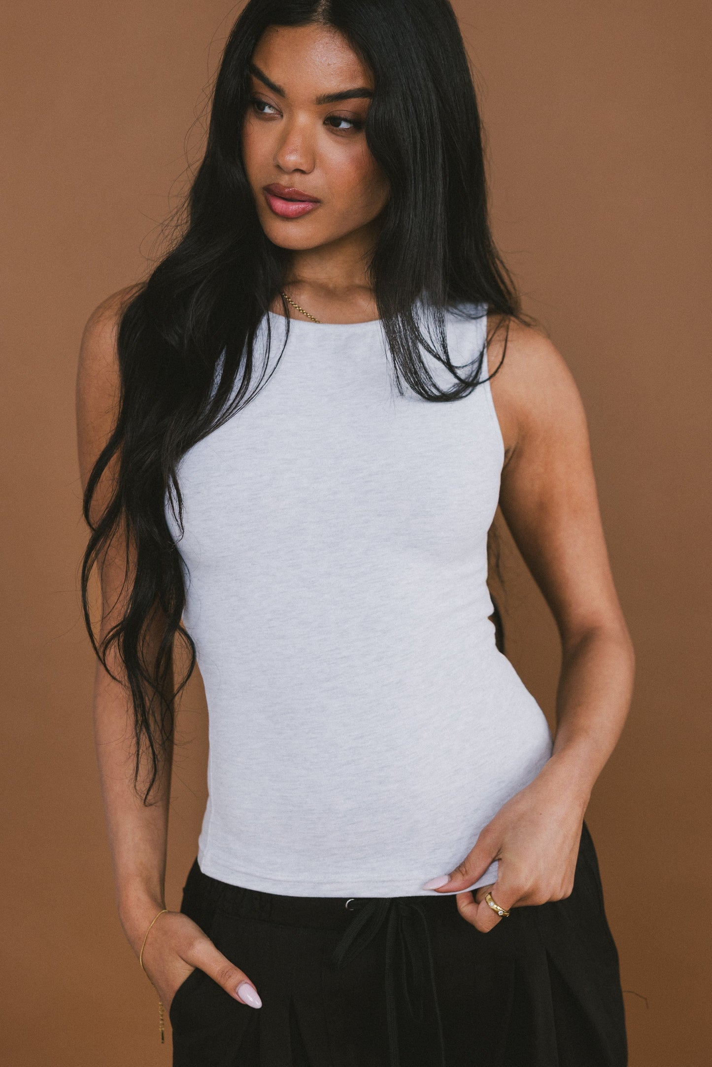 Alder Fitted Tank in Grey