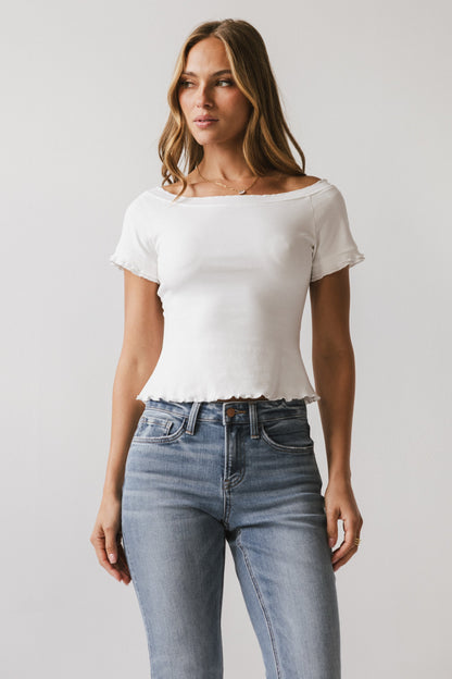 Hannah Lettuce Edge Top in White