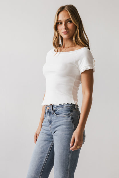 Hannah Lettuce Edge Top in White