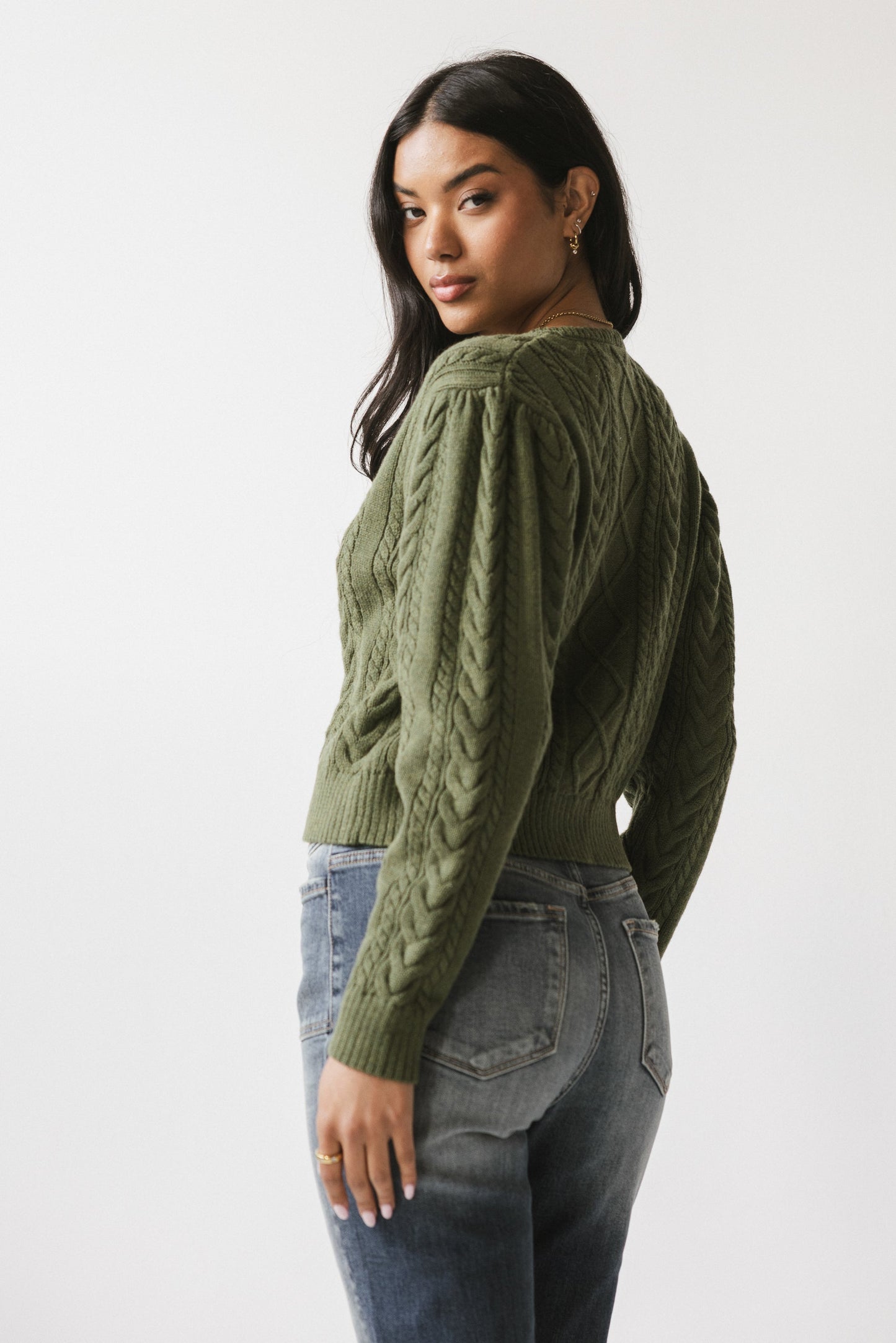 France Knit Cardigan in Olive