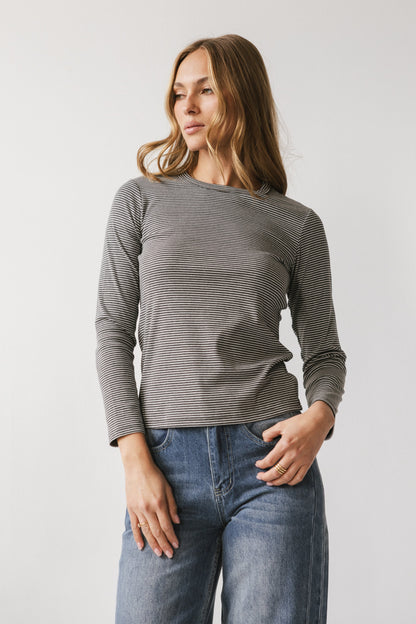 Makayla Shirt in Striped Charcoal