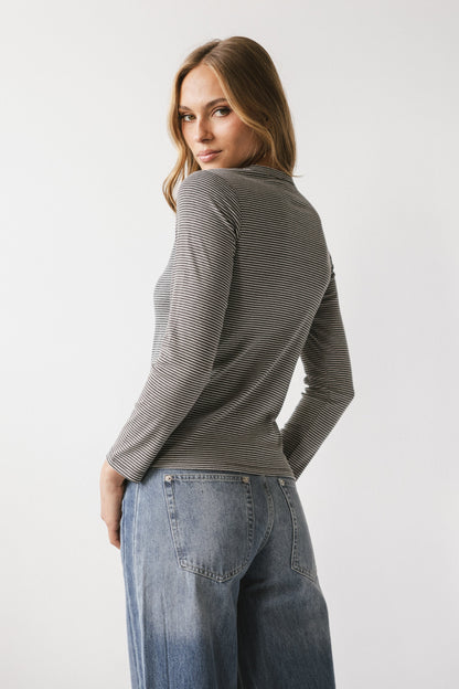 Makayla Shirt in Striped Charcoal