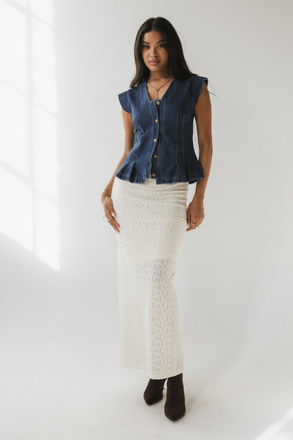 Cassie Pleated Blouse in Medium Wash